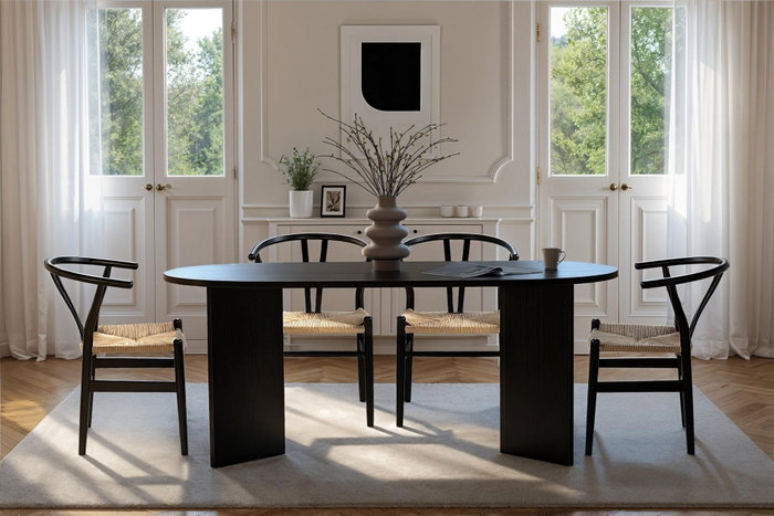 Nordure Sablin Mesa de Comedor Negro Madera